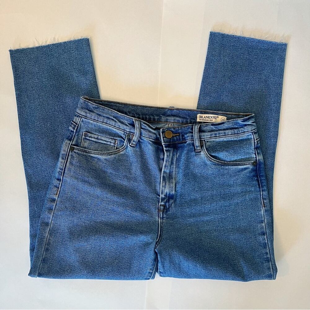 BLANK NYC The Madison Crop Jeans Size 29 Raw Hem Medium Wash Straight Leg